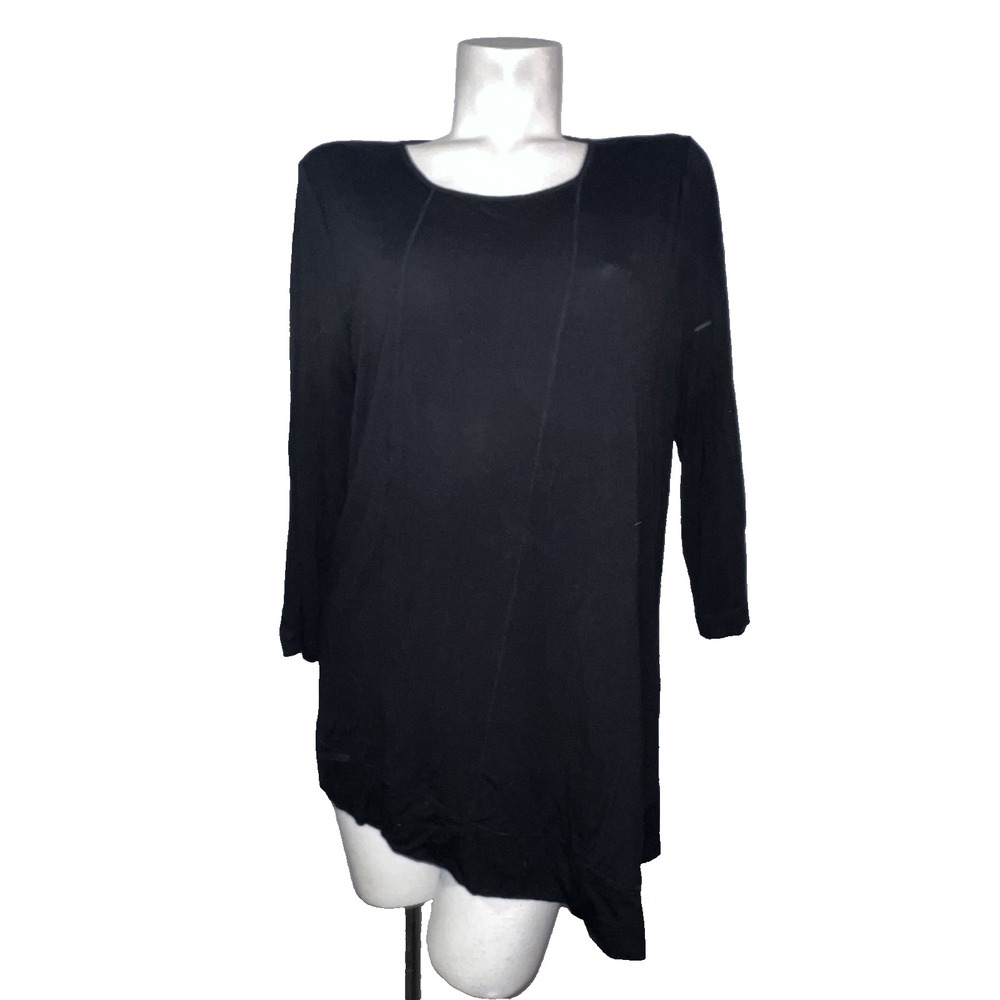 Zenergy by Chico's Black Asymmetrical Seamed Long Sleeve Top Size 2 Large